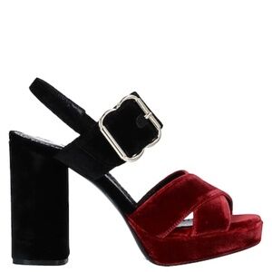 TWINSET WOMEN RED AND BLACK FABRIC FASHION HEELED SANDALS